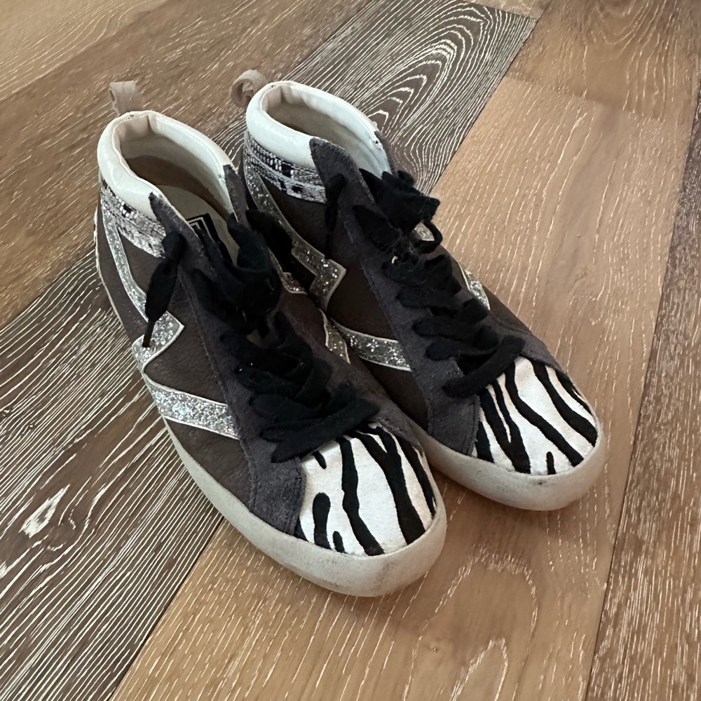 Gianni Bini Black and White Zebra Print Sneakers